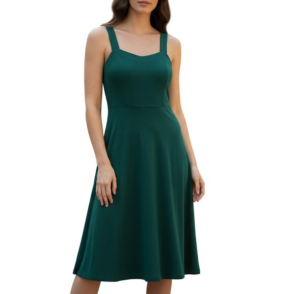 41 Hawthorn Sleeveless Green Fit & Flare V-Neck Dress Rayon Blend Women’s MP NWT - Picture 1 of 7